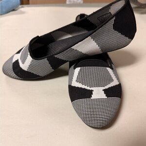 Skechers Black and White Patterned Flats
